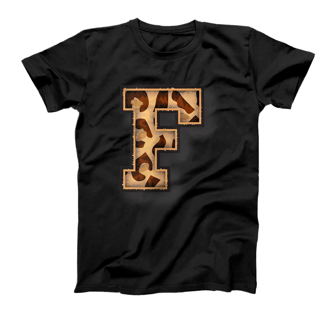 Personalized Cute Letter F Initial Name Leopard Cheetah Animal Print T-Shirt, Women T-Shirt
