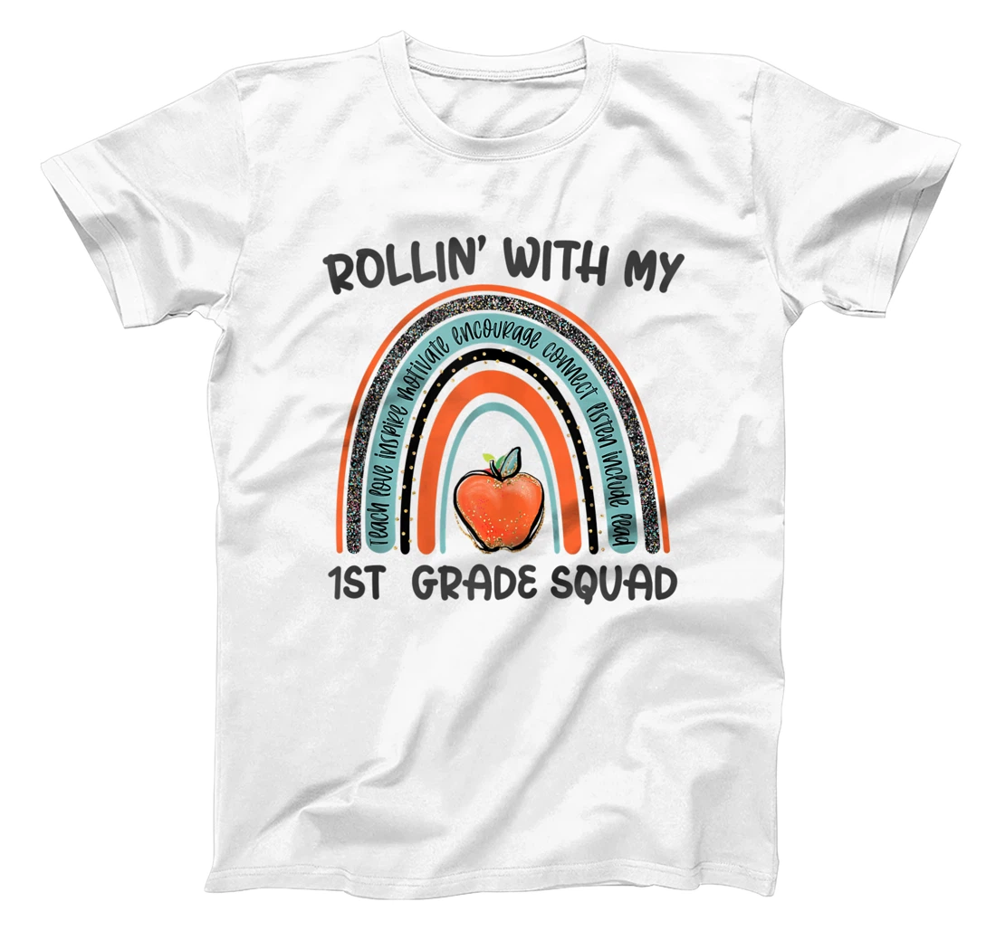 Personalized Rollin with my 1st Grade Squad Squad boho Back to school T-Shirt, Women T-Shirt
