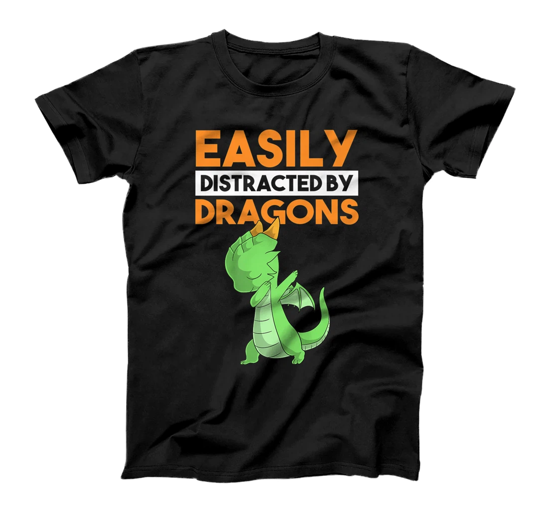 Personalized Easily Distracted By Dragons Funny Dabbing Dab Dance Cute T-Shirt, Kid T-Shirt and Women T-Shirt