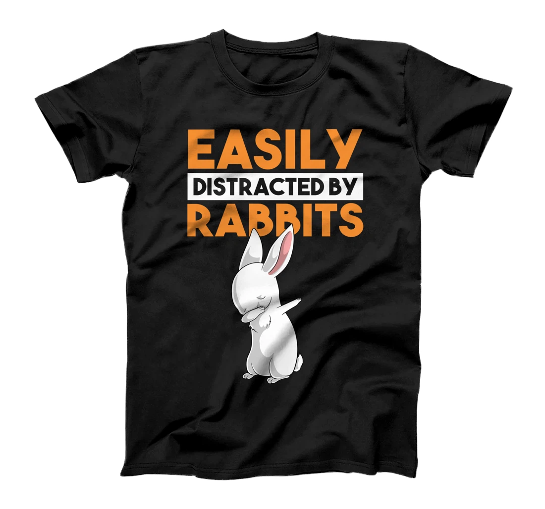 Personalized Easily Distracted By Rabbits Funny Dabbing Dab Bunny T-Shirt