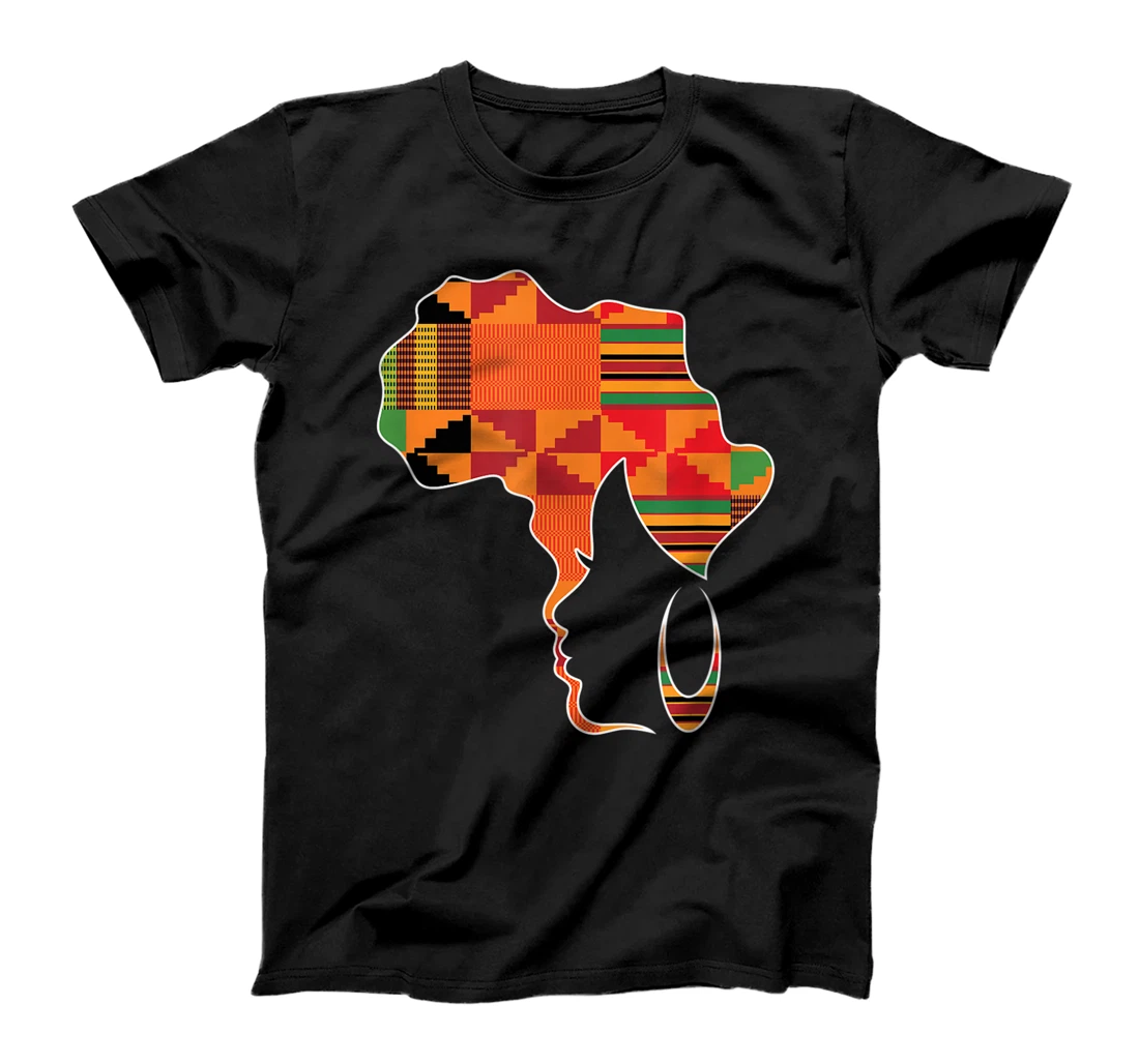 Personalized Africa Map with African Beauty, Kente Pattern T-Shirt, Kid T-Shirt and Women T-Shirt