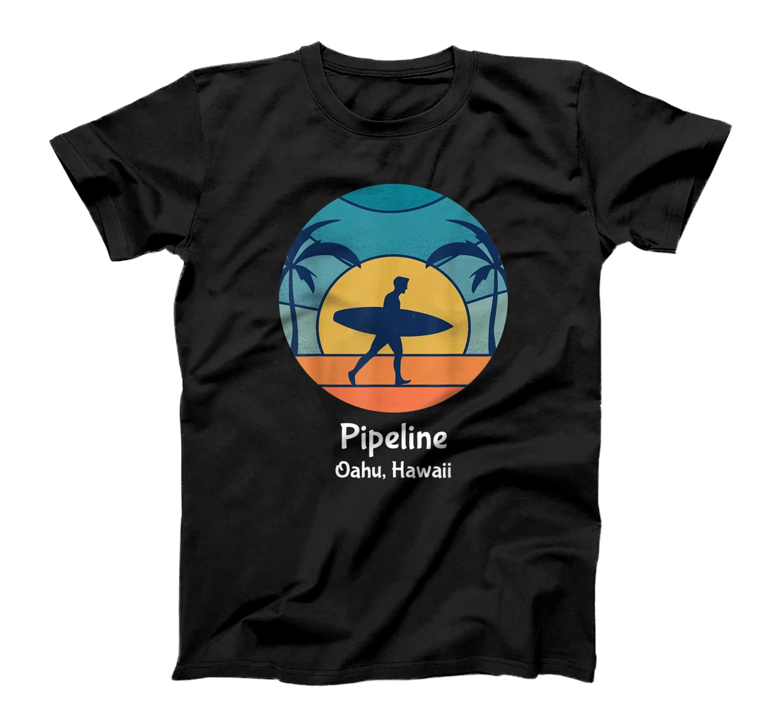 Personalized Womens Pipeline Oahu Hawaii Surfing Vintage Sunset Retro Surf Sun T-Shirt, Kid T-Shirt and Women T-Shirt