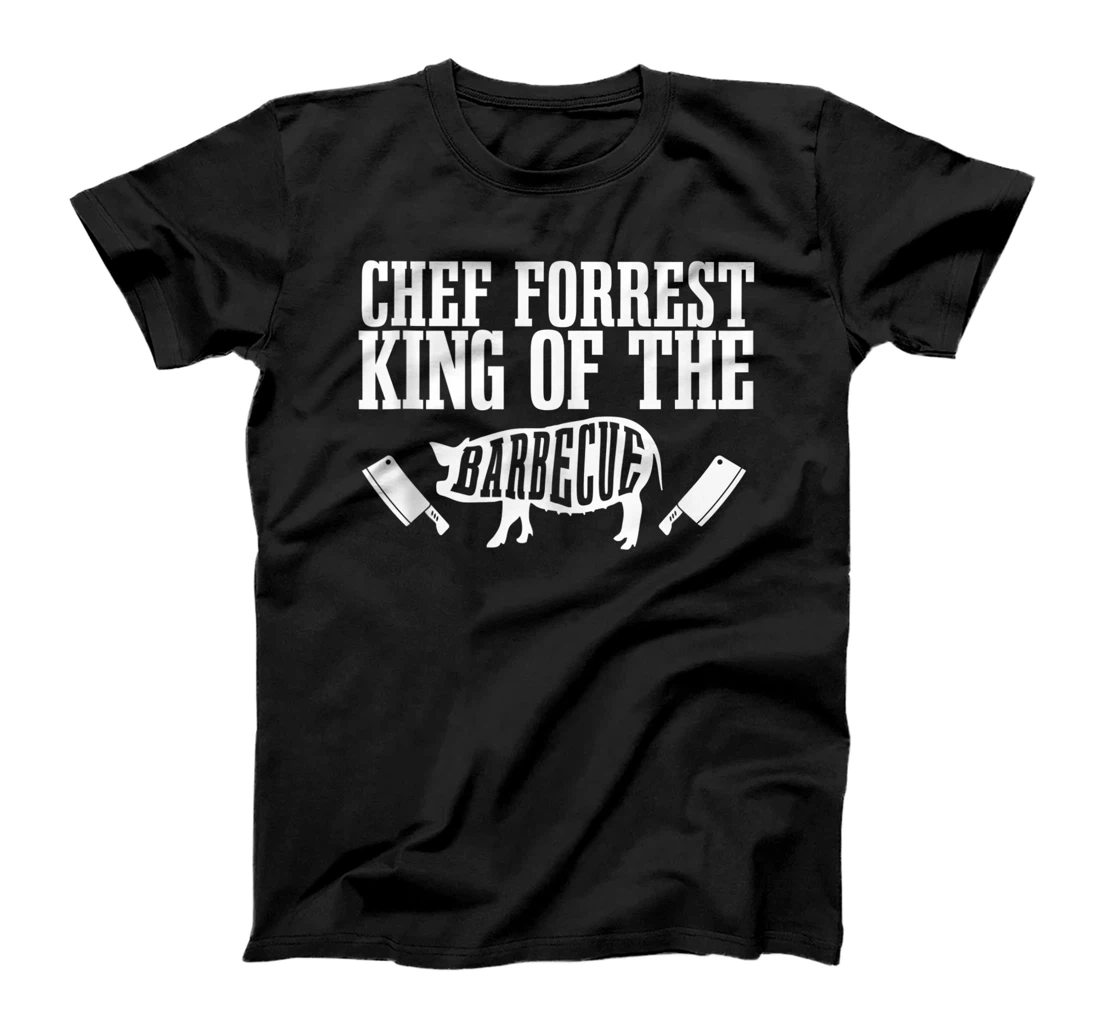Personalized Mens Chef Forrest Is King of The Barbecue BBQ Grilling Master T-Shirt