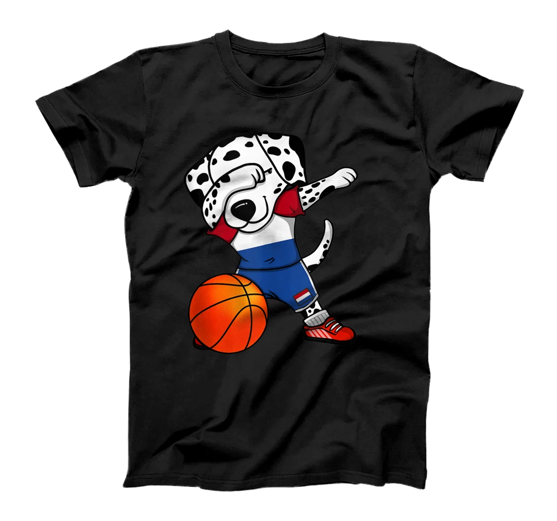 Personalized Dabbing Dalmatian Dog Netherlands Basketball Fans Jersey T-Shirt, Women T-Shirt