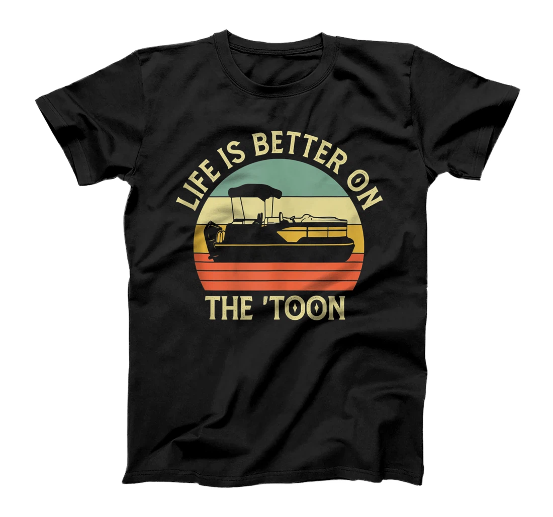 Life is Better On The Toon Retro Pontoon Boating Captain T-Shirt, Women T-Shirt