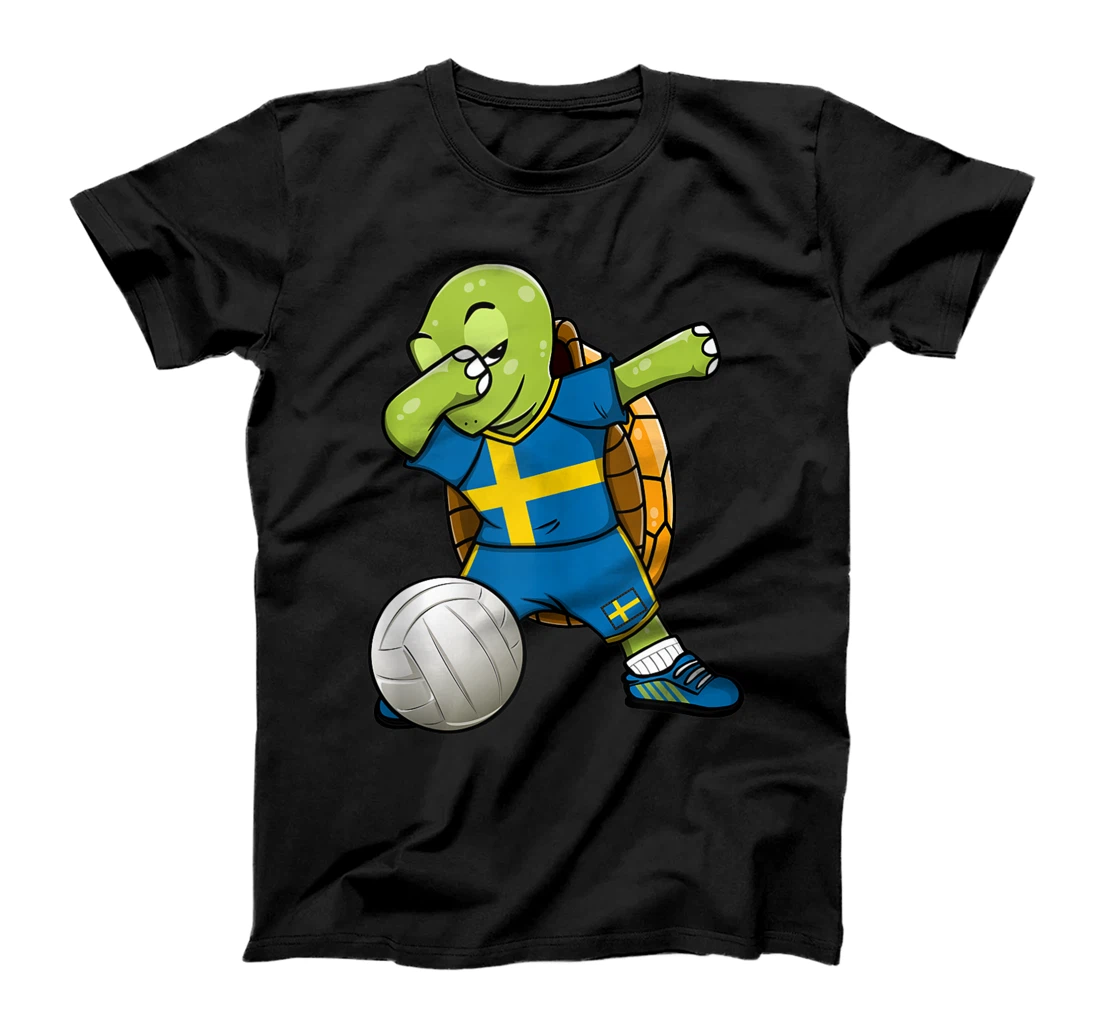 Dabbing Turtle Sweden Volleyball Fans Jersey Swedish Flag T-Shirt, Women T-Shirt