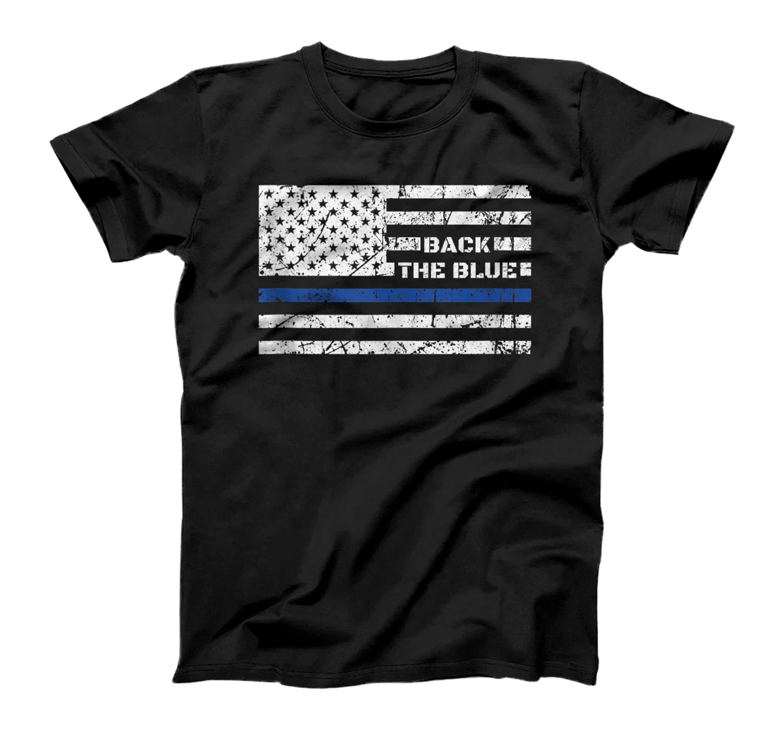 American Flag Blue Line Police Support Gift T-Shirt, Women T-Shirt