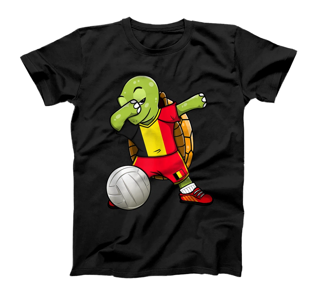 Dabbing Turtle Belgium Volleyball Fans Jersey Belgian Flag T-Shirt, Women T-Shirt