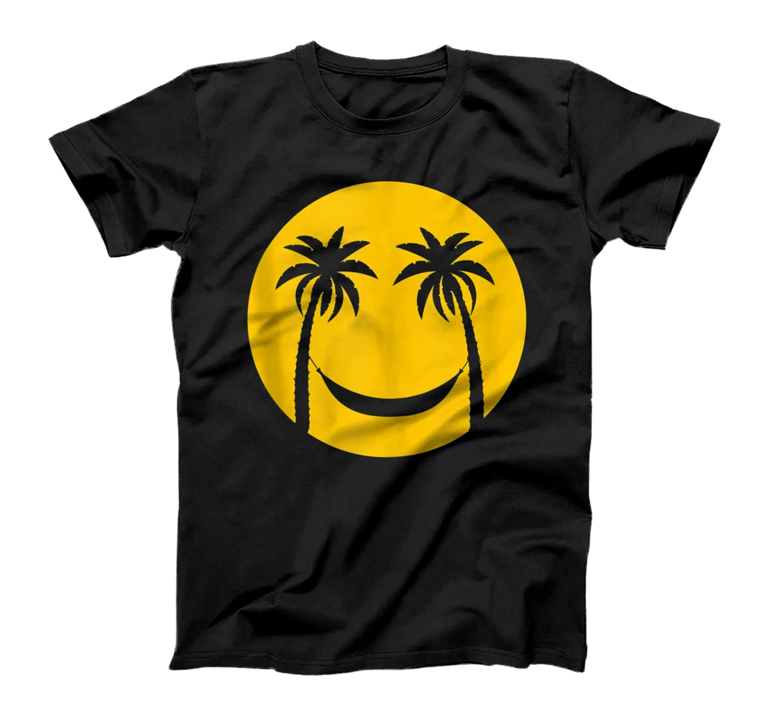 Smiley Face Tropical Palm Trees Retro Graphic Aesthetic T-Shirt, Women T-Shirt