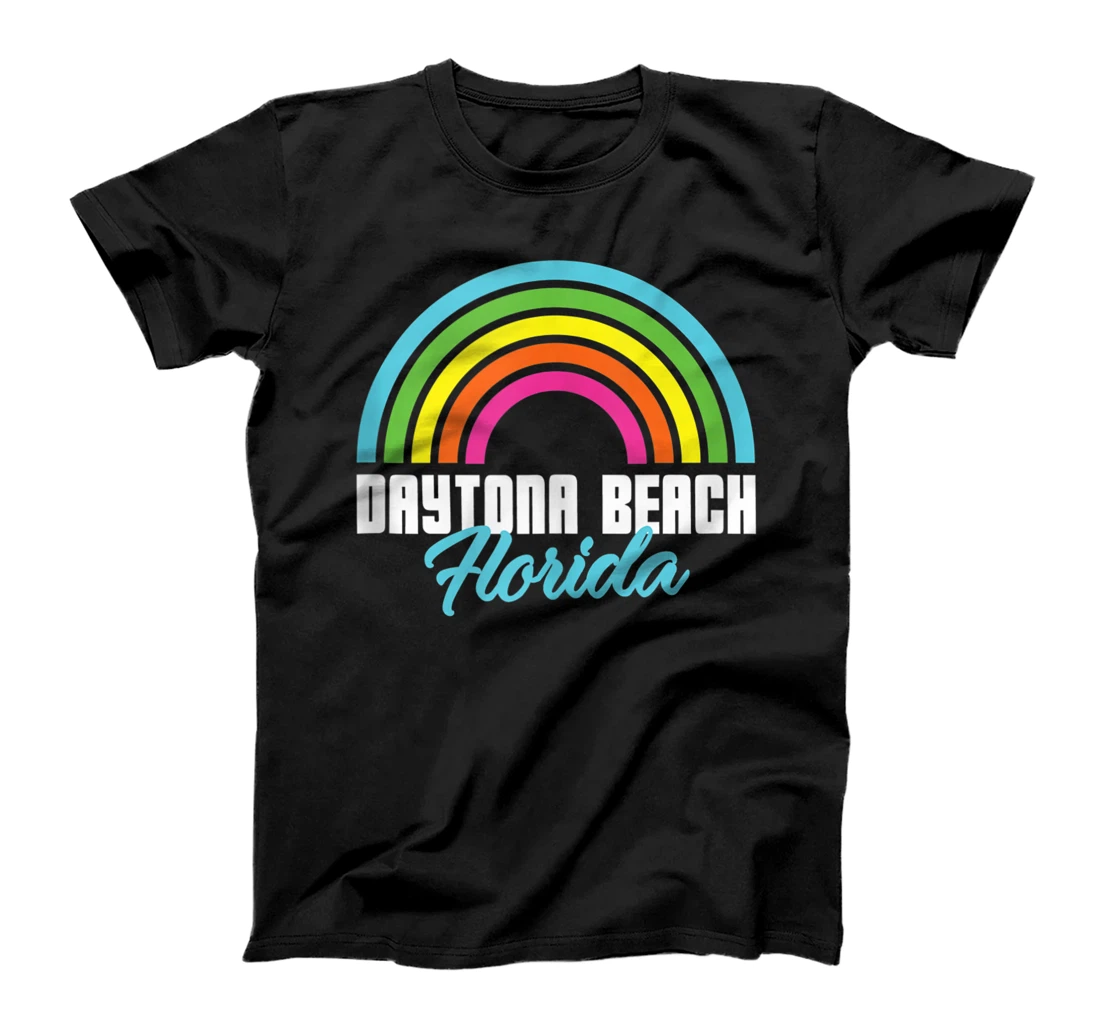 Daytona Beach FL Cool Daytona Beach Retro Styled 80s Rainbow T-Shirt, Women T-Shirt