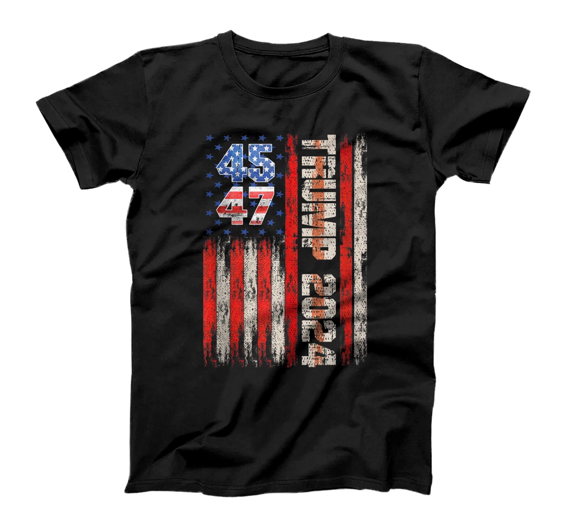 Trump 2024 45 47 Squared American Flag Vintage Retro T-Shirt, Women T-Shirt