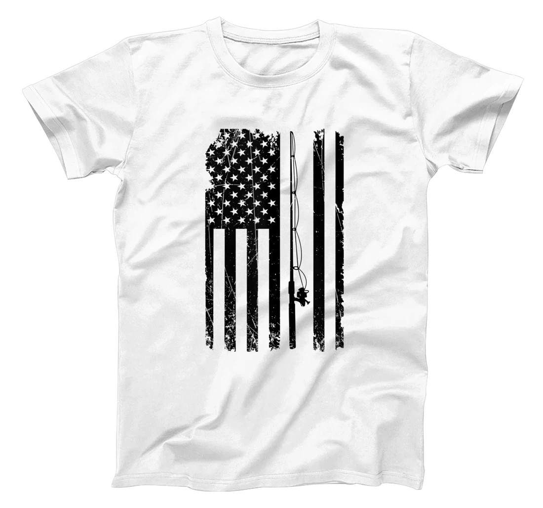 Personalized Funny American Flag Fishing Shirt Vintage Fishing Novelty T-Shirt, Women T-Shirt