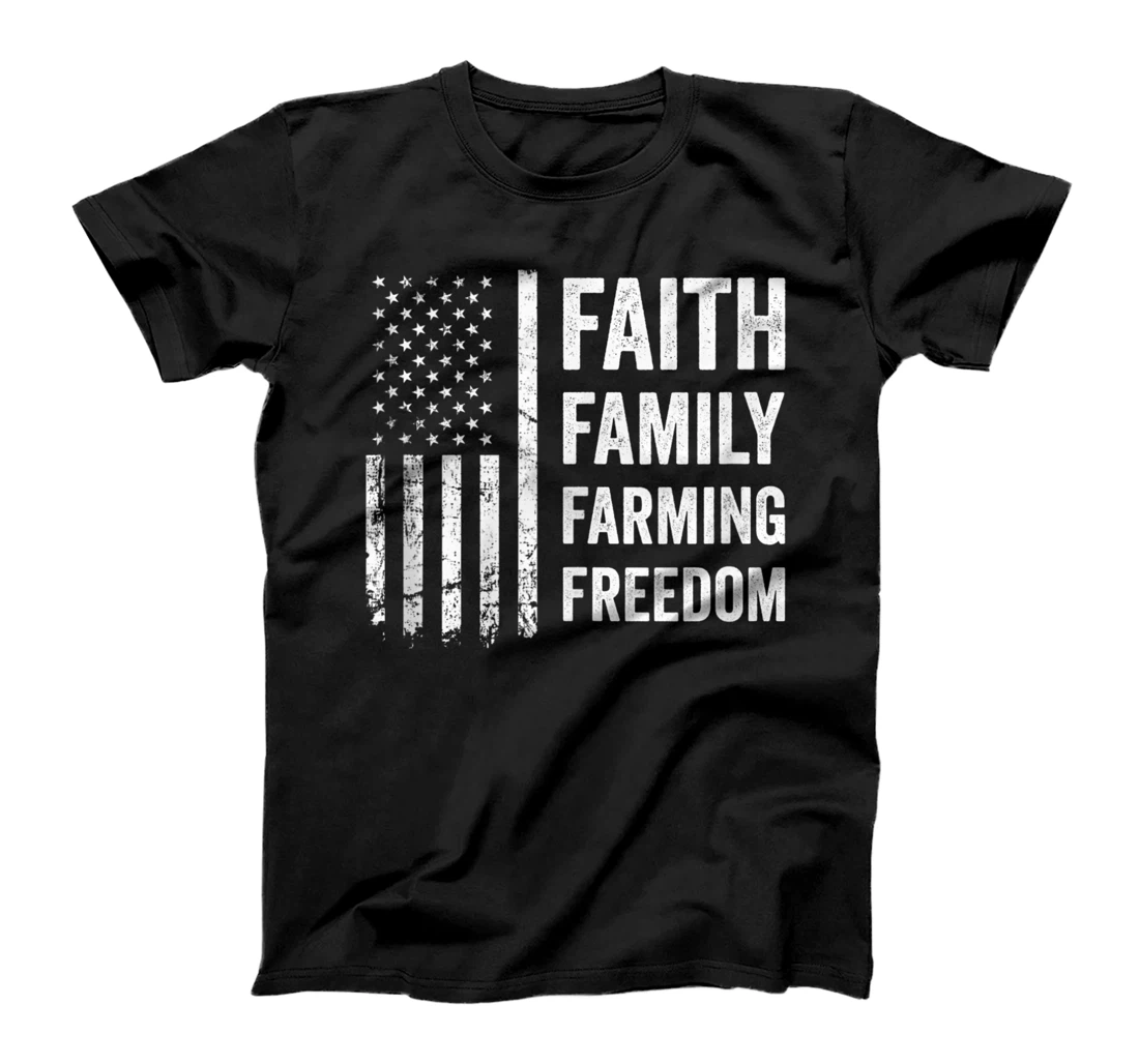 Personalized Faith Family Farming Freedom - Patriotic American Farmer T-Shirt, Women T-Shirt