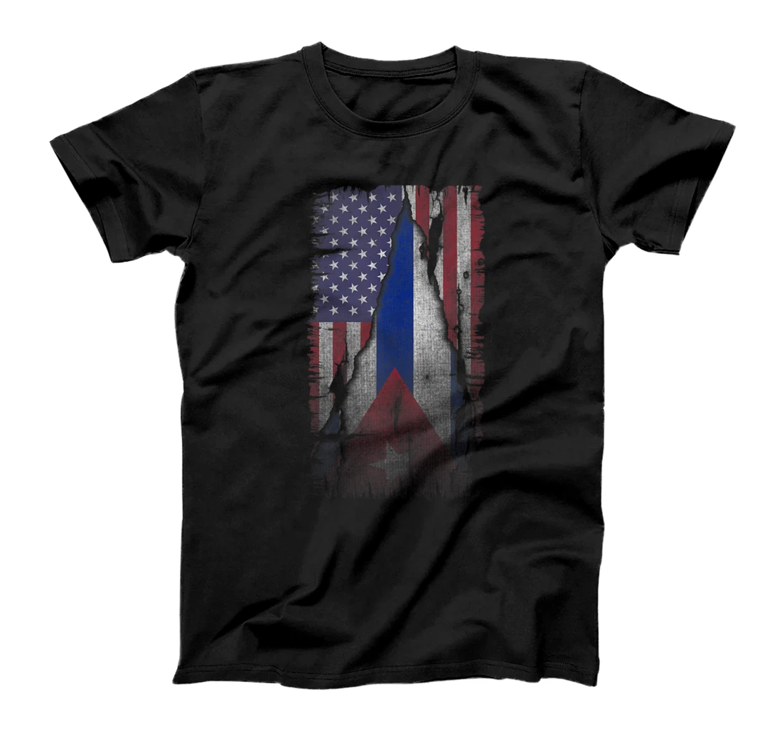 Personalized Cuban And American Flag Stand With Cuba Distressed T-Shirt, Women T-Shirt