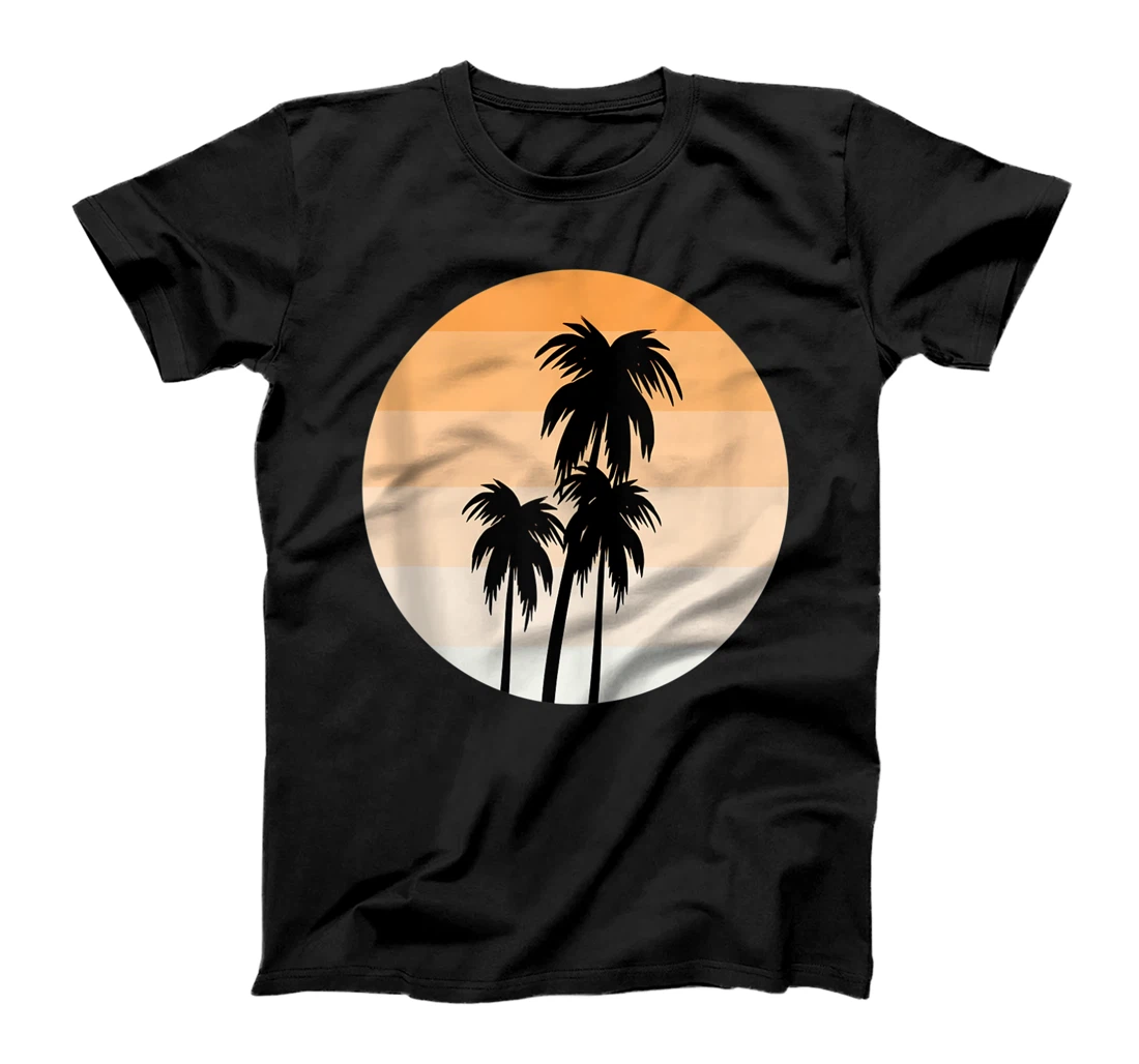 Personalized Palm Tree Cool Island Tropical Summer Lover Retro Style T-Shirt, Women T-Shirt