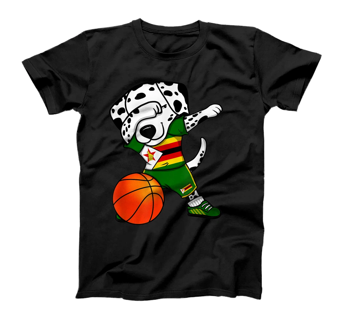 Personalized Womens Dabbing Dalmatian Dog Zimbabwe Basketball Fans Jersey Sport T-Shirt, Kid T-Shirt and Women T-Shirt