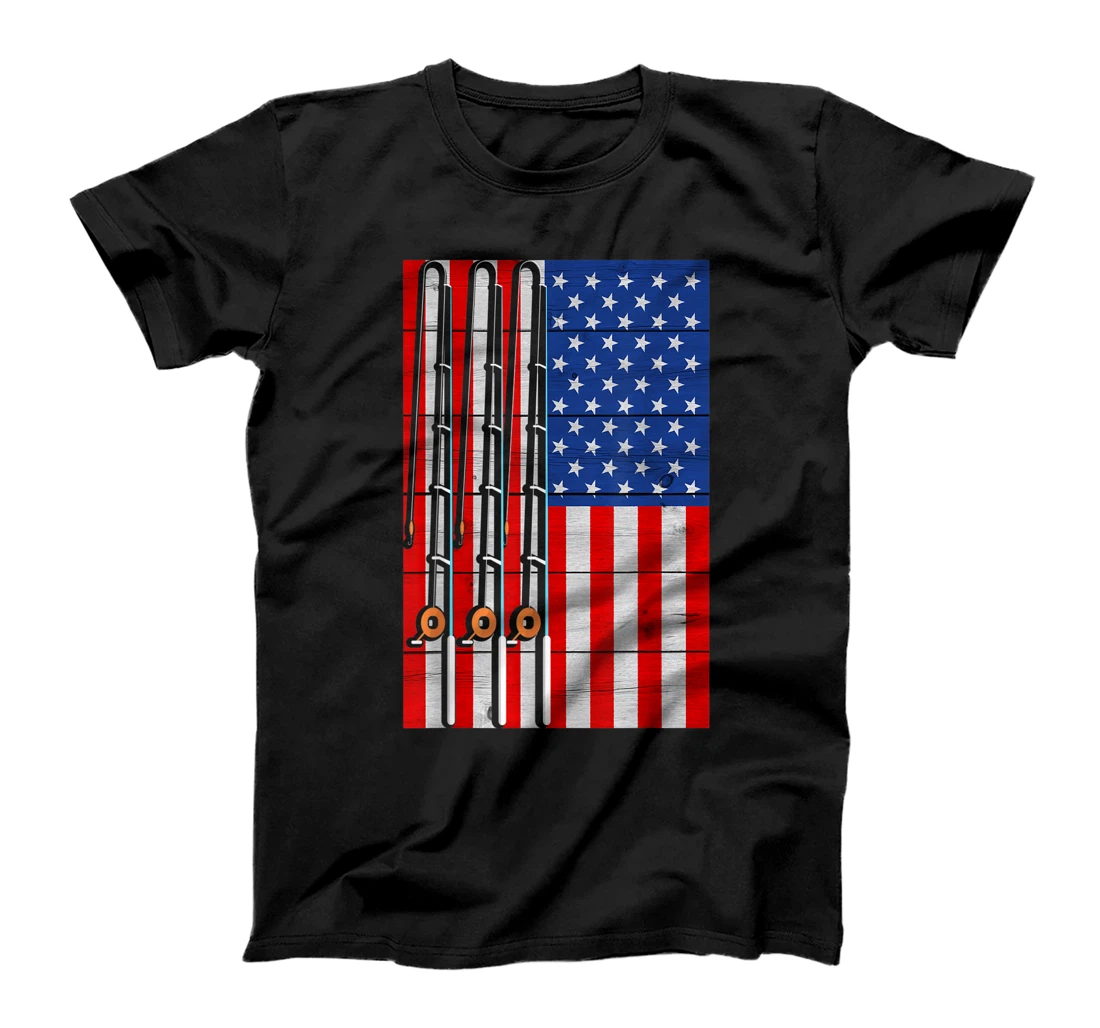 Personalized American Flag Fishing T-Shirt, Women T-Shirt