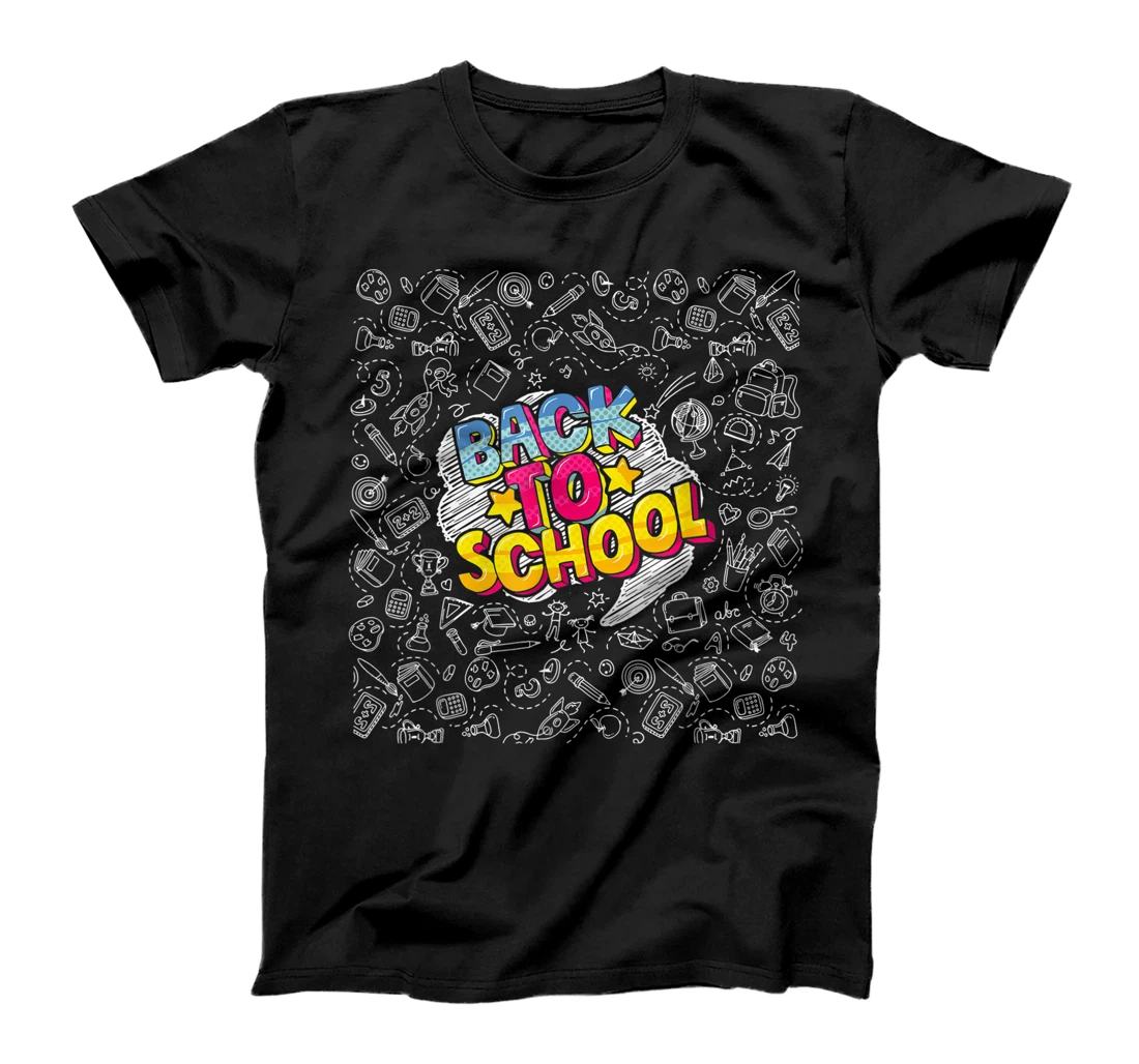 Personalized Back To School Doodle Painting Pattern Funny T-Shirt, Kid T-Shirt and Women T-Shirt