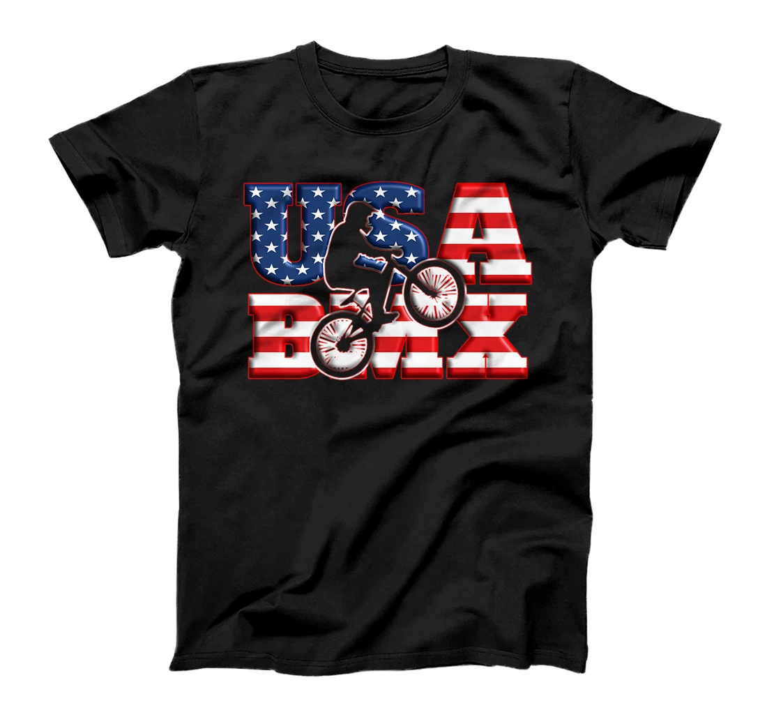 Personalized Womens USA Men BMX Biker MTB Riding Patriotic American Flag Cycling T-Shirt, Kid T-Shirt and Women T-Shirt