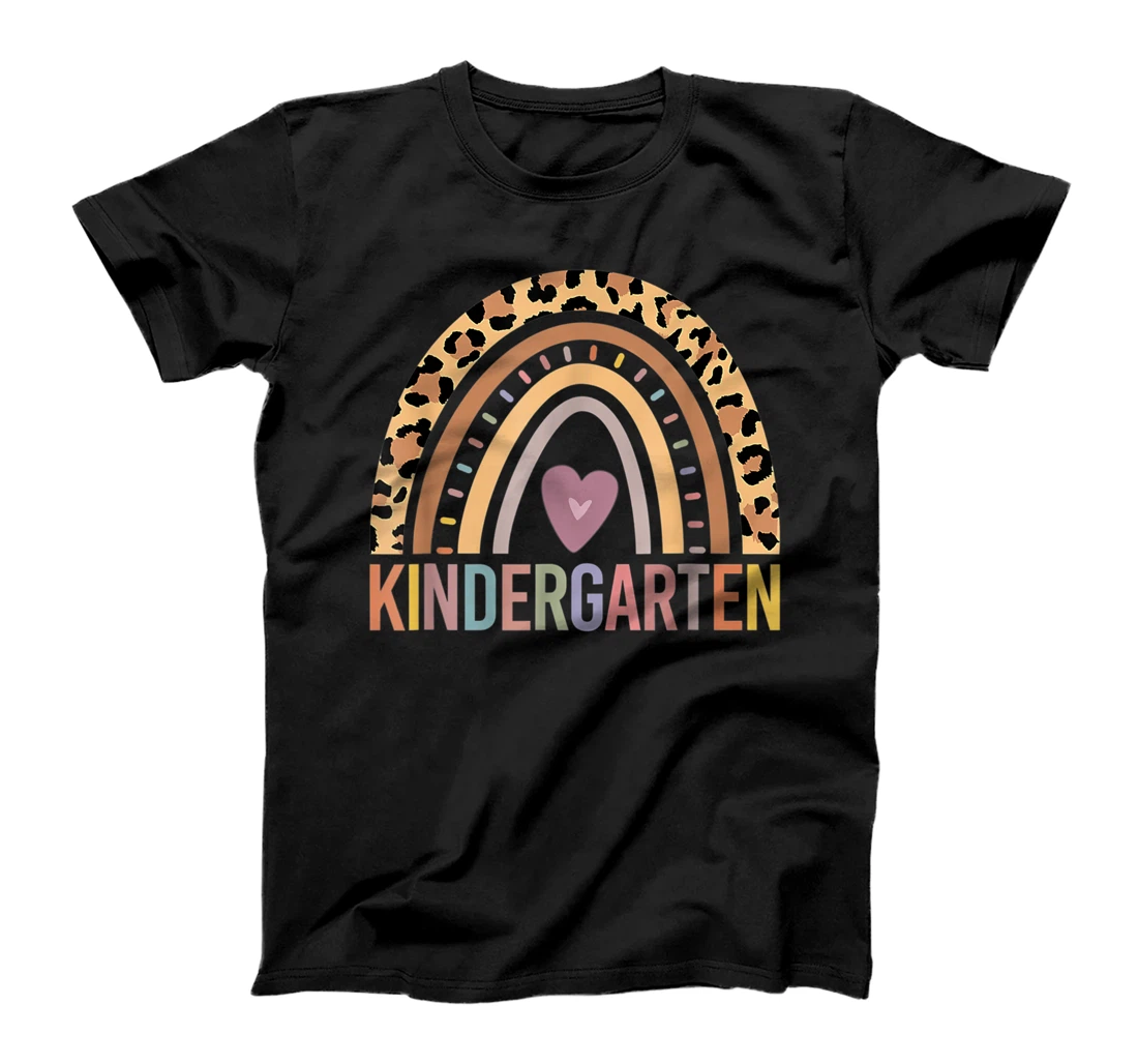 Personalized Leopard Rainbow Kindergarten Teacher First Day of School T-Shirt, Kid T-Shirt and Women T-Shirt
