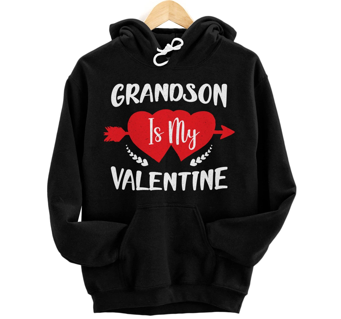 Personalized Grandson Is My Valentine Grandma Family Matching Pullover Hoodie