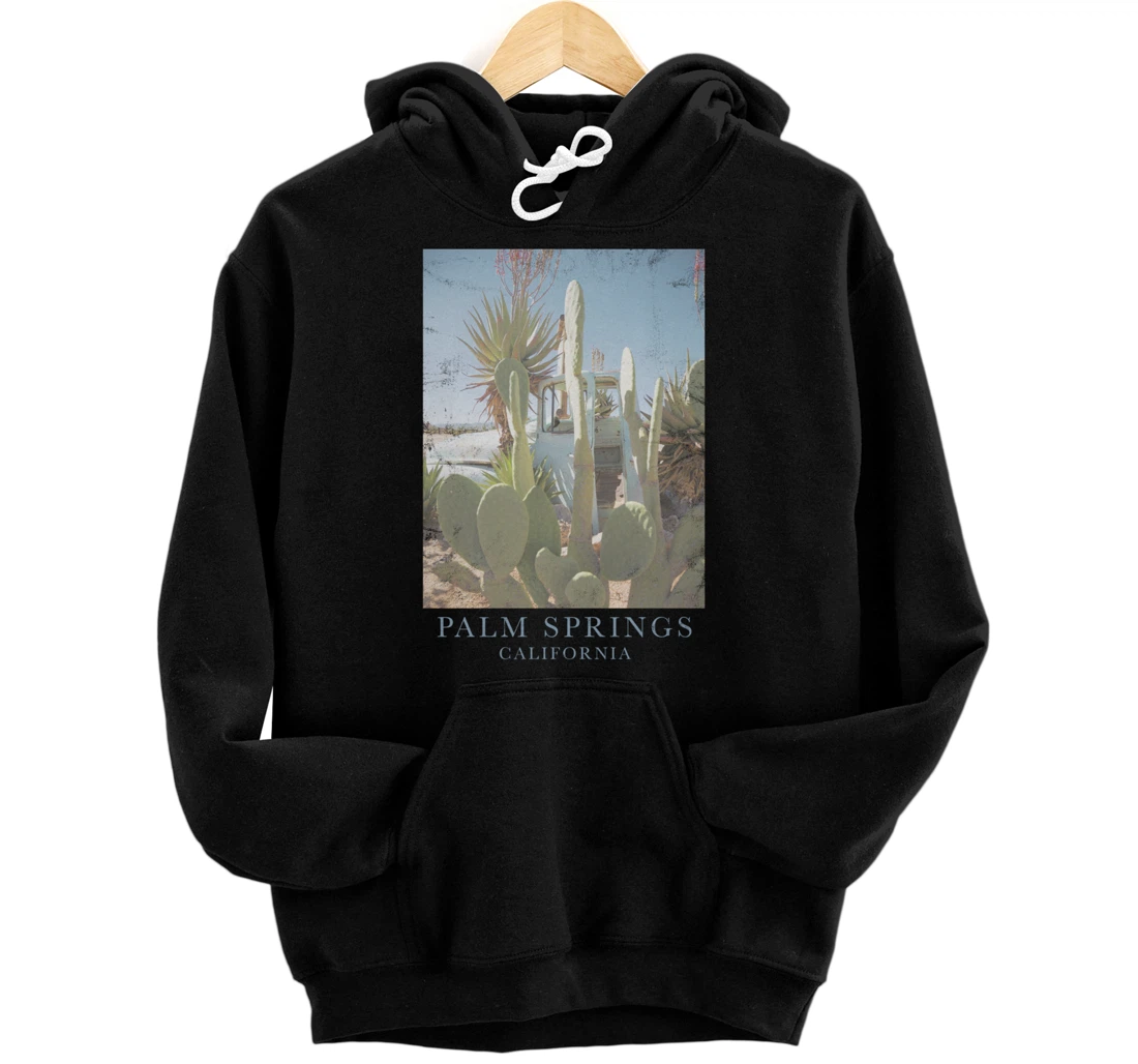 Personalized Trendy Vintage Palm Springs California Faded Photoreal Pullover Hoodie