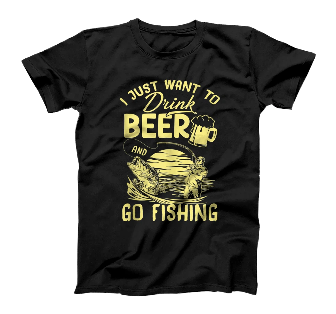 Personalized Fisherman - I Just Want To Go Fishing And Drink Beer T-Shirt, Women T-Shirt