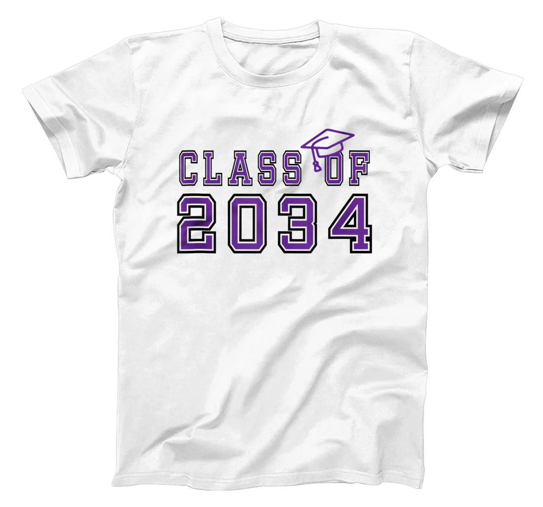 Personalized Class of 2034 First Day of School Purple School Colors T-Shirt, Women T-Shirt