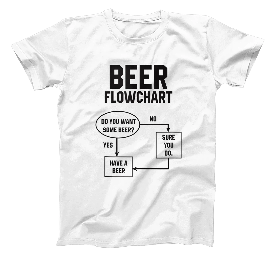 Personalized Funny Mens Beer Flowchart Funny Programmer Teacher Computer T-Shirt, Women T-Shirt