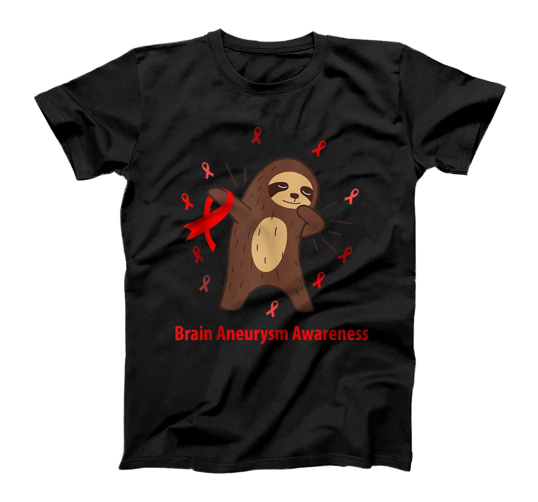 Personalized Brain Aneurysm Awareness Blood Balloon Related Sloth Ribbon T-Shirt, Women T-Shirt