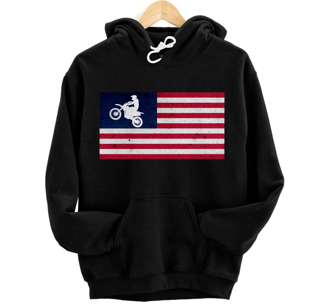 Personalized Motocross Dirt Bike USA Pullover Hoodie