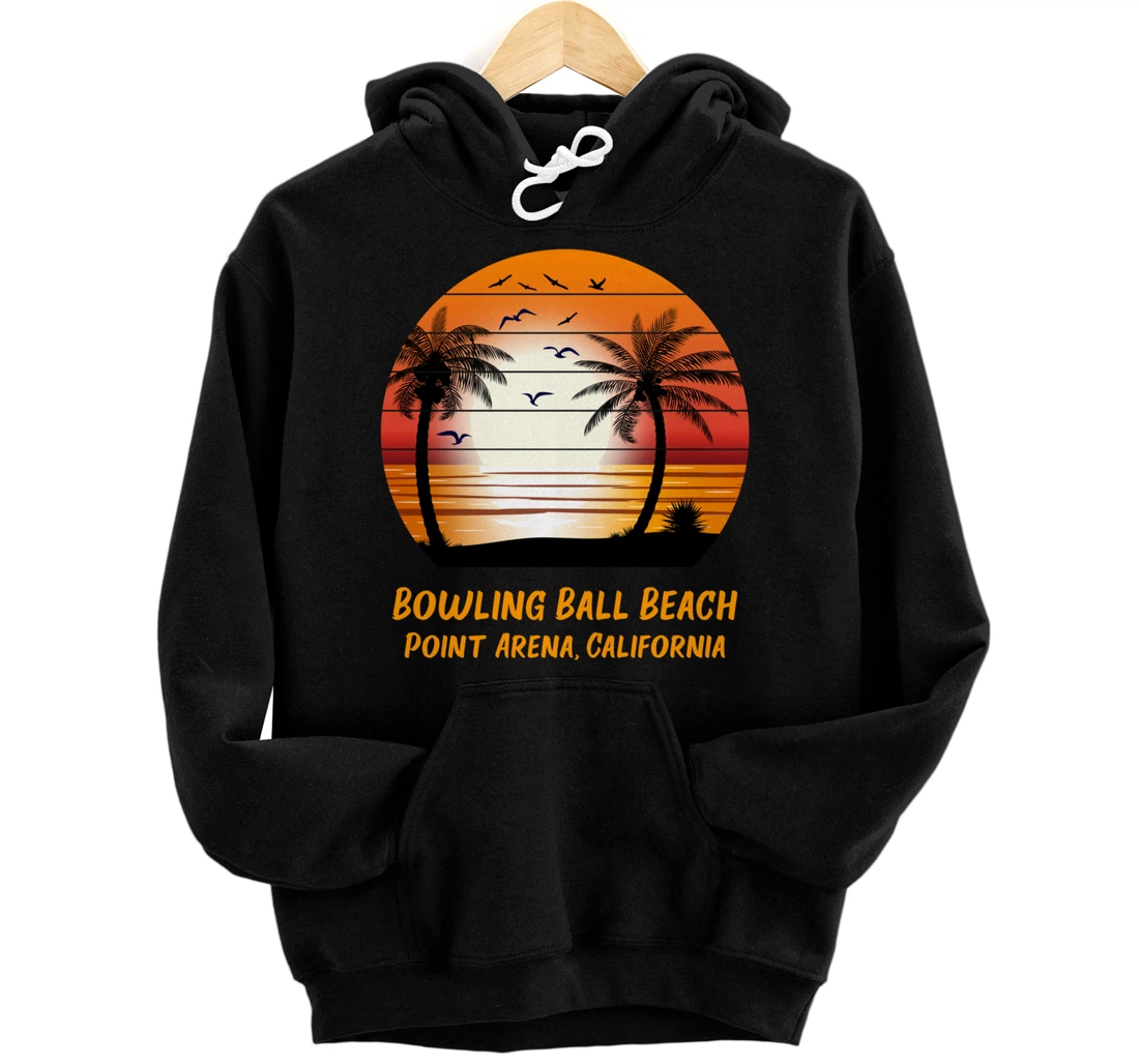Personalized Bowling Ball Beach Point Arena California Vintage Sunset Sun Pullover Hoodie