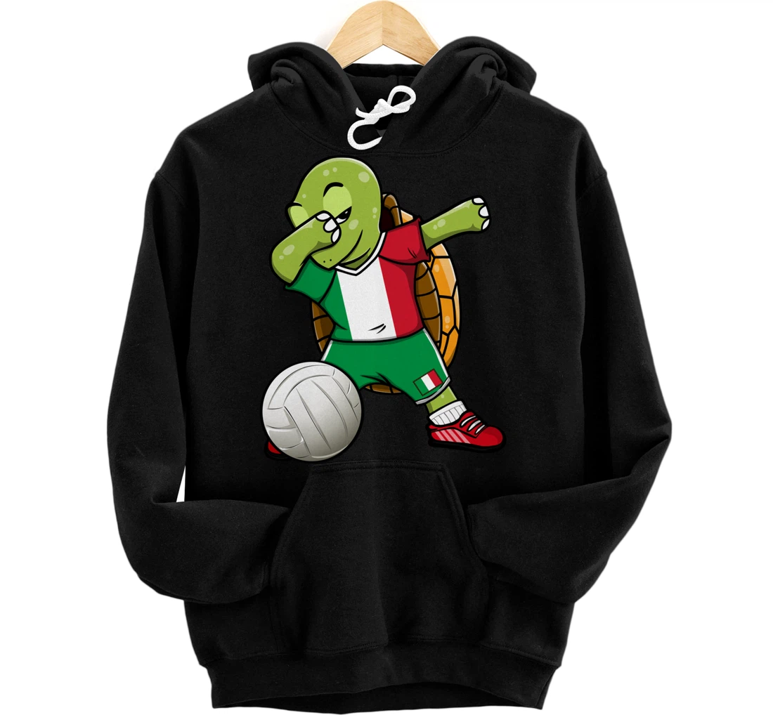 Dabbing Turtle Italy Volleyball Fans Jersey Italian Flag Pullover Hoodie