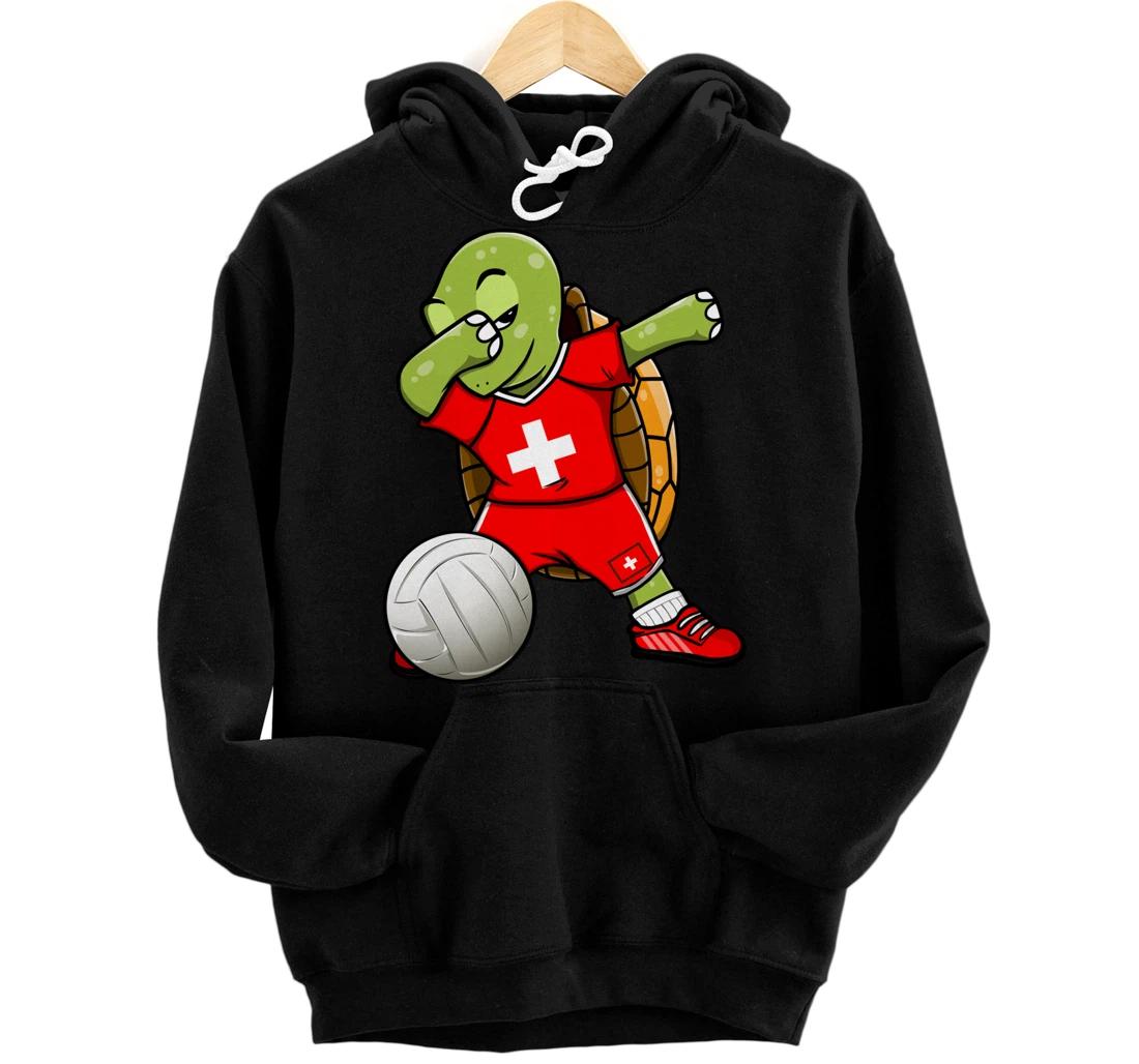 Personalized Dabbing Turtle Switzerland Volleyball Fans Jersey Swiss Flag Pullover Hoodie