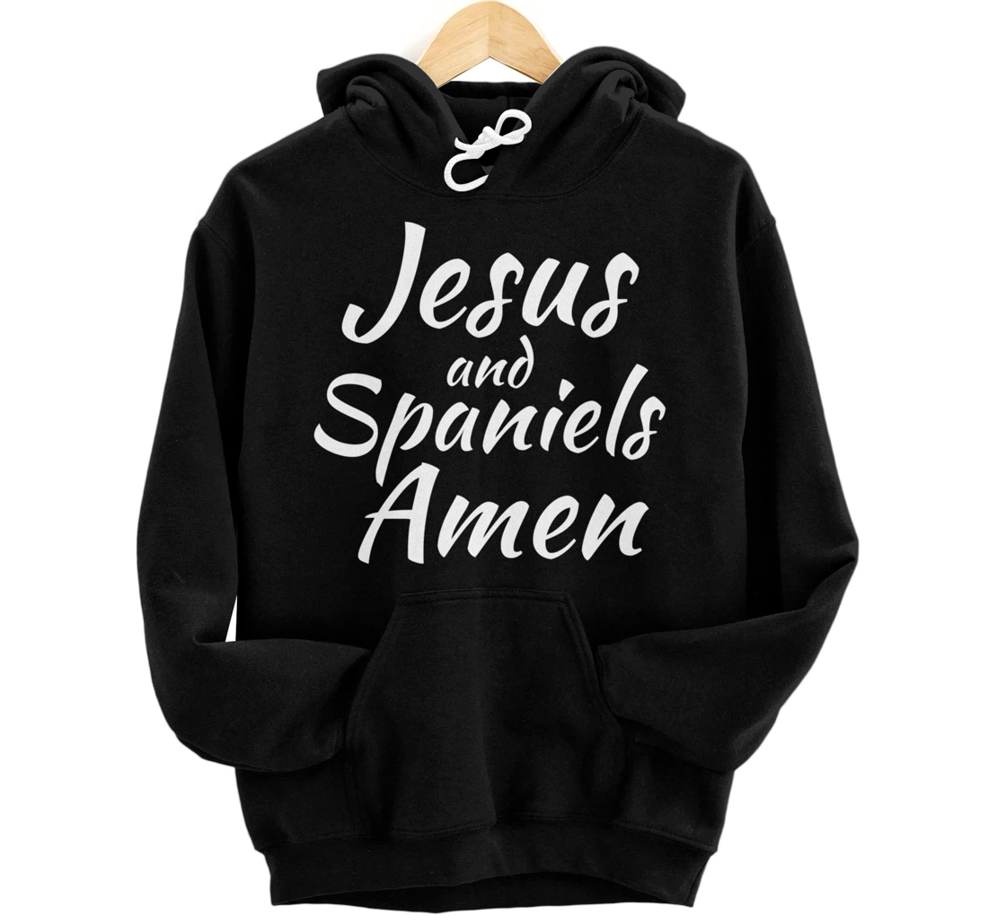 Personalized Jesus and Spaniels Christian Faith Dog Pullover Hoodie