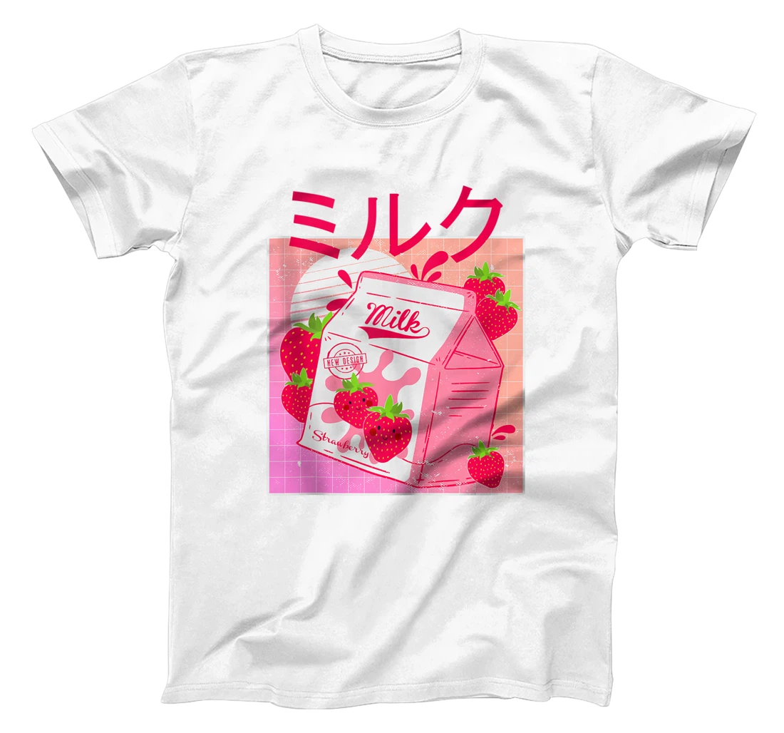 Personalized Kawaii Strawberry Milk Cute Retro 90s Japanese T-Shirt, Women T-Shirt