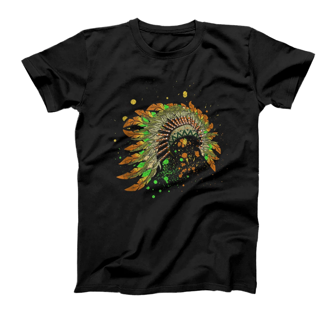 Personalized Headdress Indigenous Proud Indian Pride Native American T-Shirt, Women T-Shirt