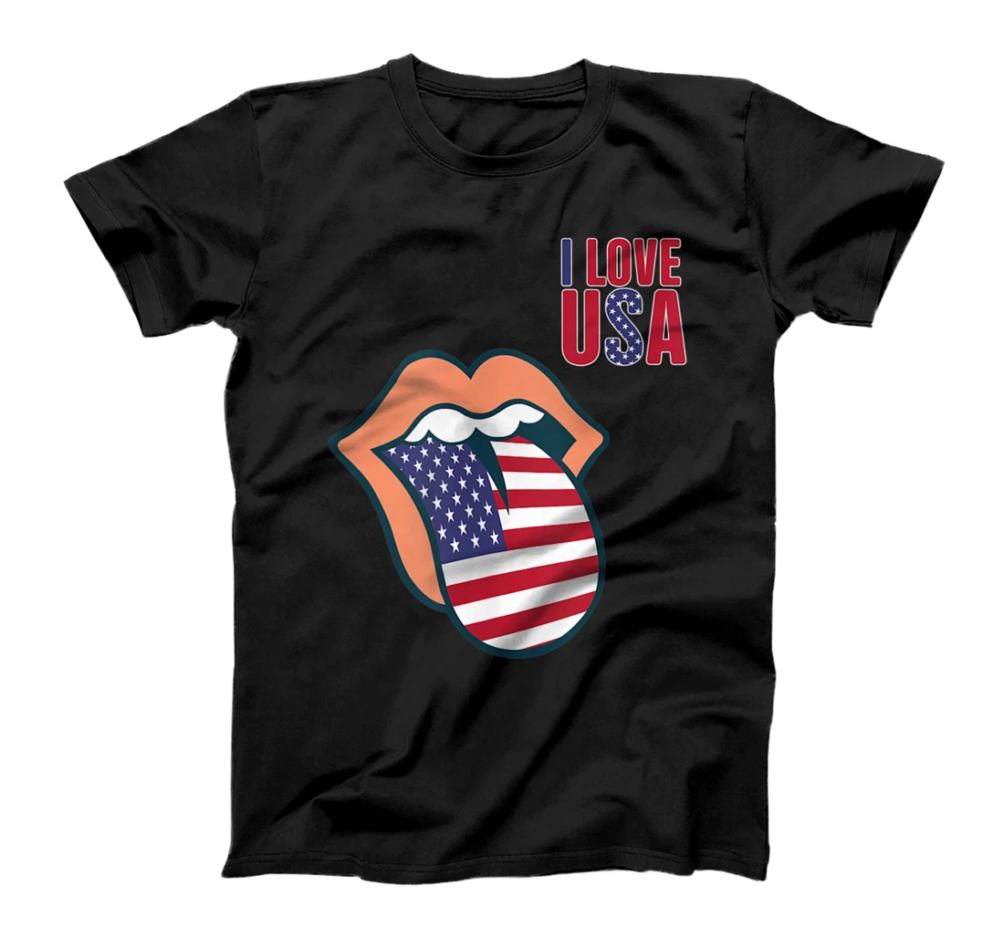 Personalized I Love USA Flag Popart Flag USA America T-Shirt, Women T-Shirt