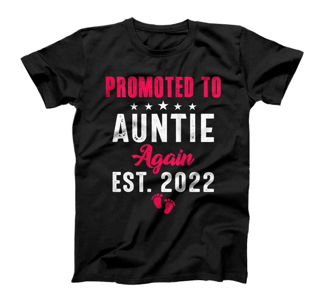 Personalized Womens Promoted To Aunt Again Est. 2022 Cute Pregnancy Announcement T-Shirt, Women T-Shirt