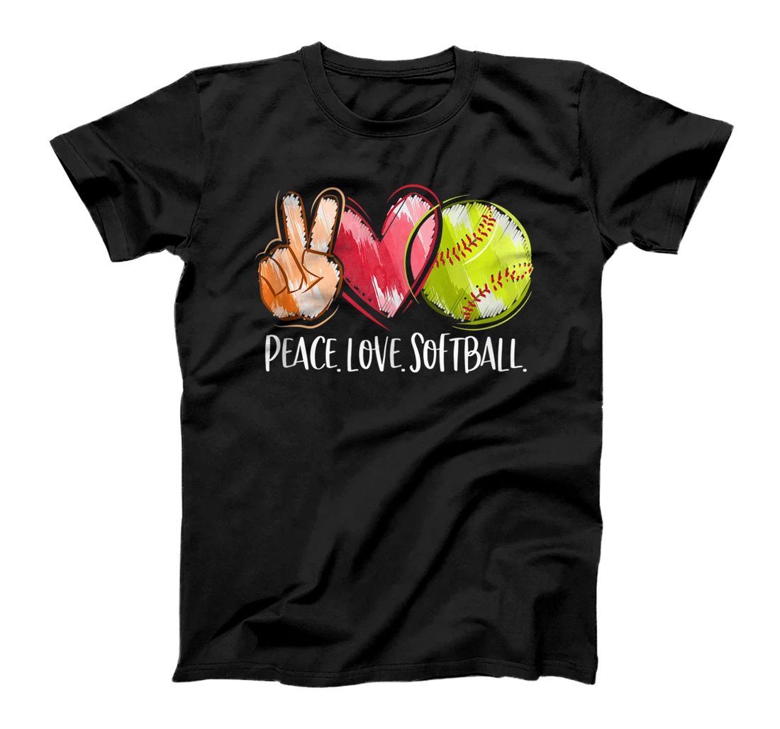 Personalized Softball Mom Softball Player Girls Peace Love Softball T-Shirt, Women T-Shirt