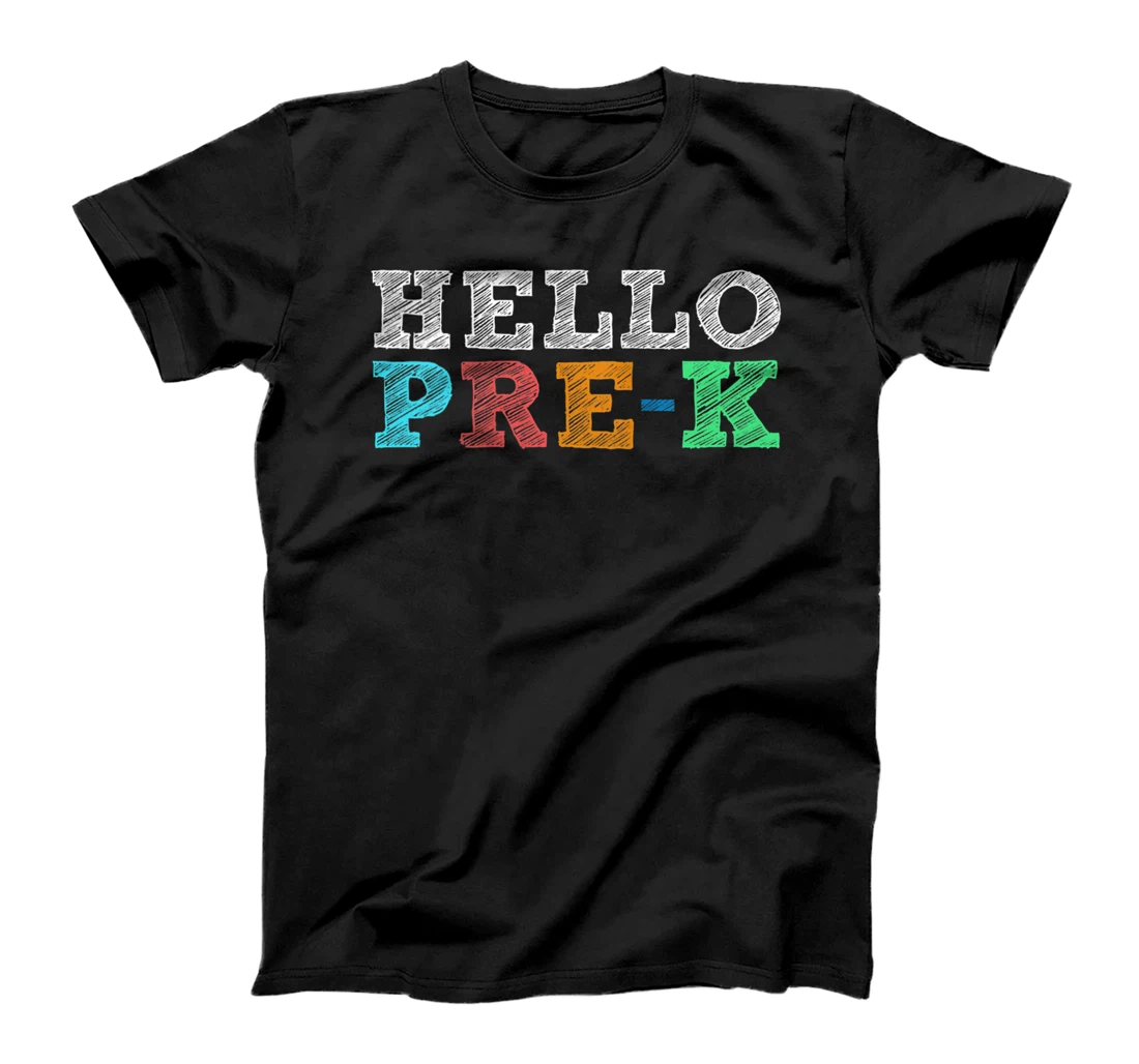 Personalized Womens HELLO PRE-K Funny First Day Back to School Preschool Teacher T-Shirt, Women T-Shirt