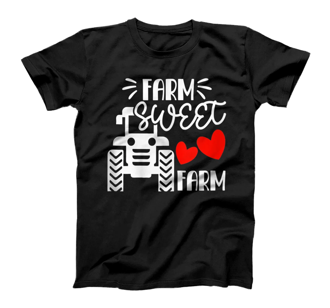 Personalized Farm Sweet Farm tractor and heart graphic cute T-Shirt, Women T-Shirt
