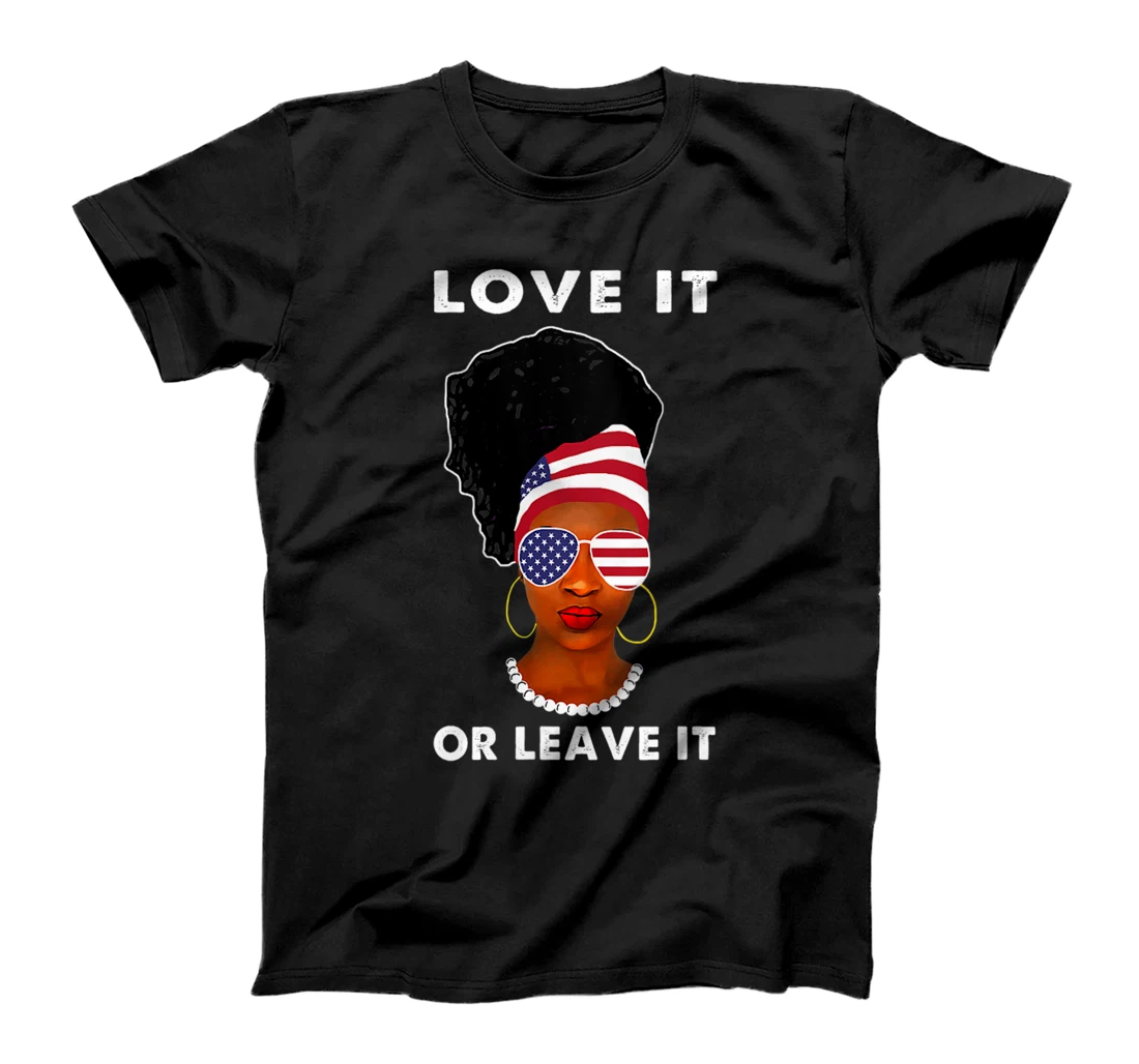 Personalized Womens Love it or leave it Patriotic American Flag Woman 4th July T-Shirt, Women T-Shirt