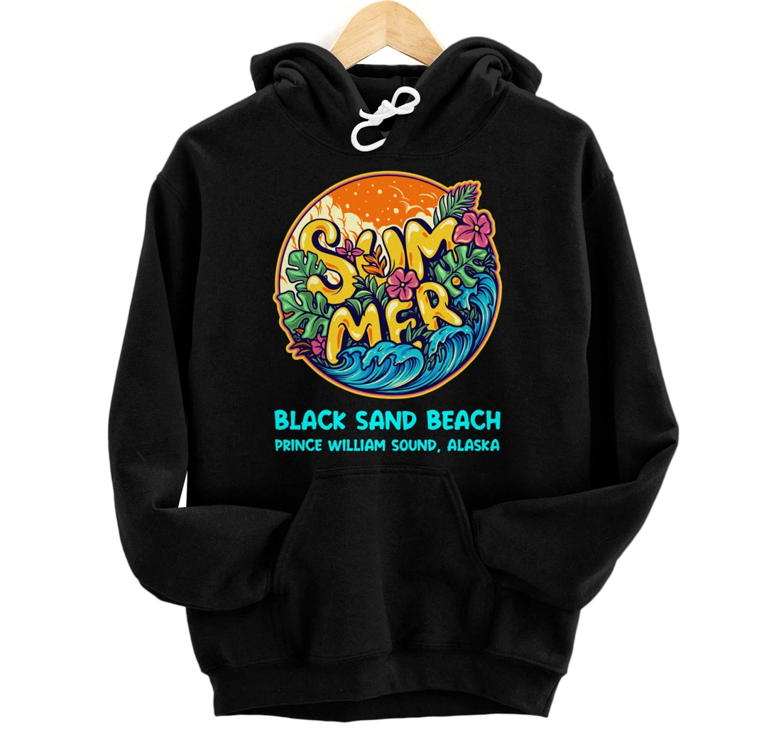 Personalized Black Sand Beach Prince William Sound Alaska Summer Vacation Pullover Hoodie
