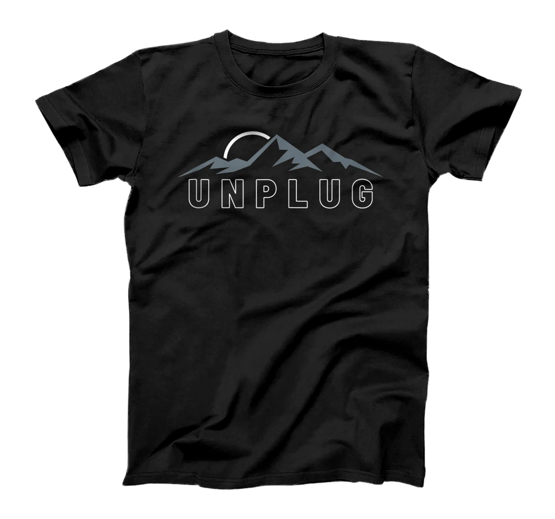 Personalized Unplug Mountains Camping Hiking Outdoors T-Shirt, Women T-Shirt