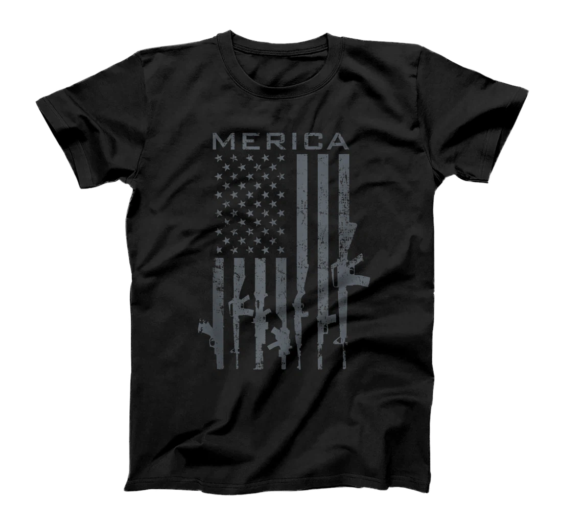 Personalized MERICA - Funny Pro Gun American Flag - USA 2nd Amendment T-Shirt, Women T-Shirt