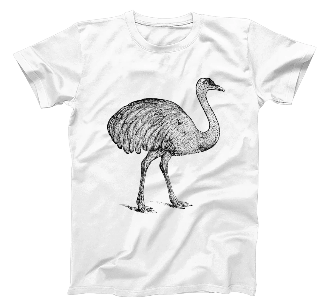 Personalized Vintage Emu Bird Print T-Shirt, Women T-Shirt