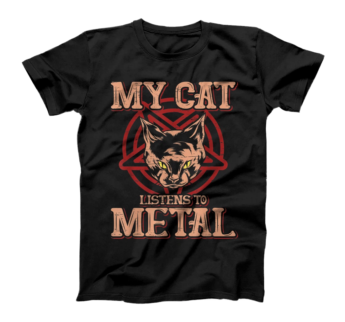 My Cat listens to Metal - Black Dark Rock Death Metal T-Shirt, Women T-Shirt