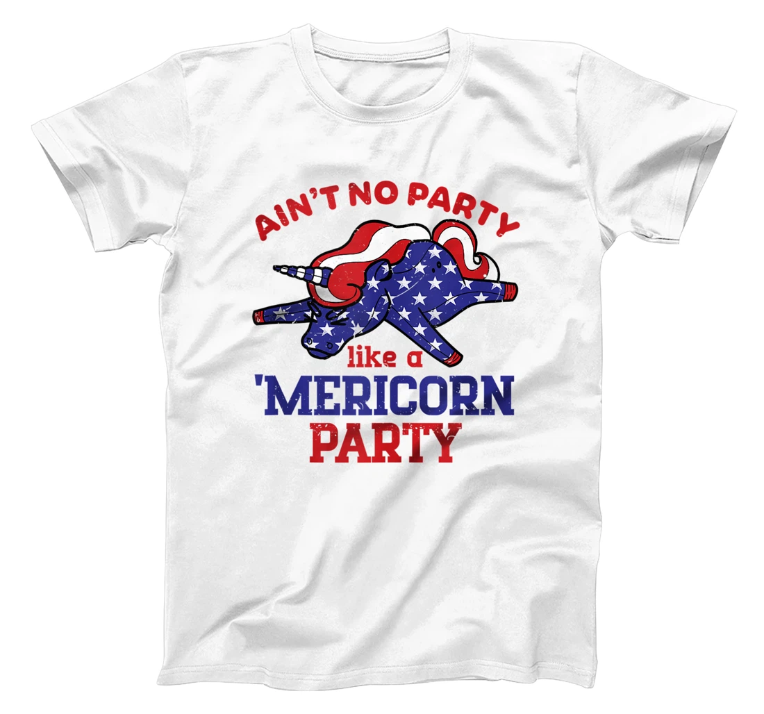 4th of July Merica Party Independence Day USA Flag Unicorn T-Shirt, Women T-Shirt