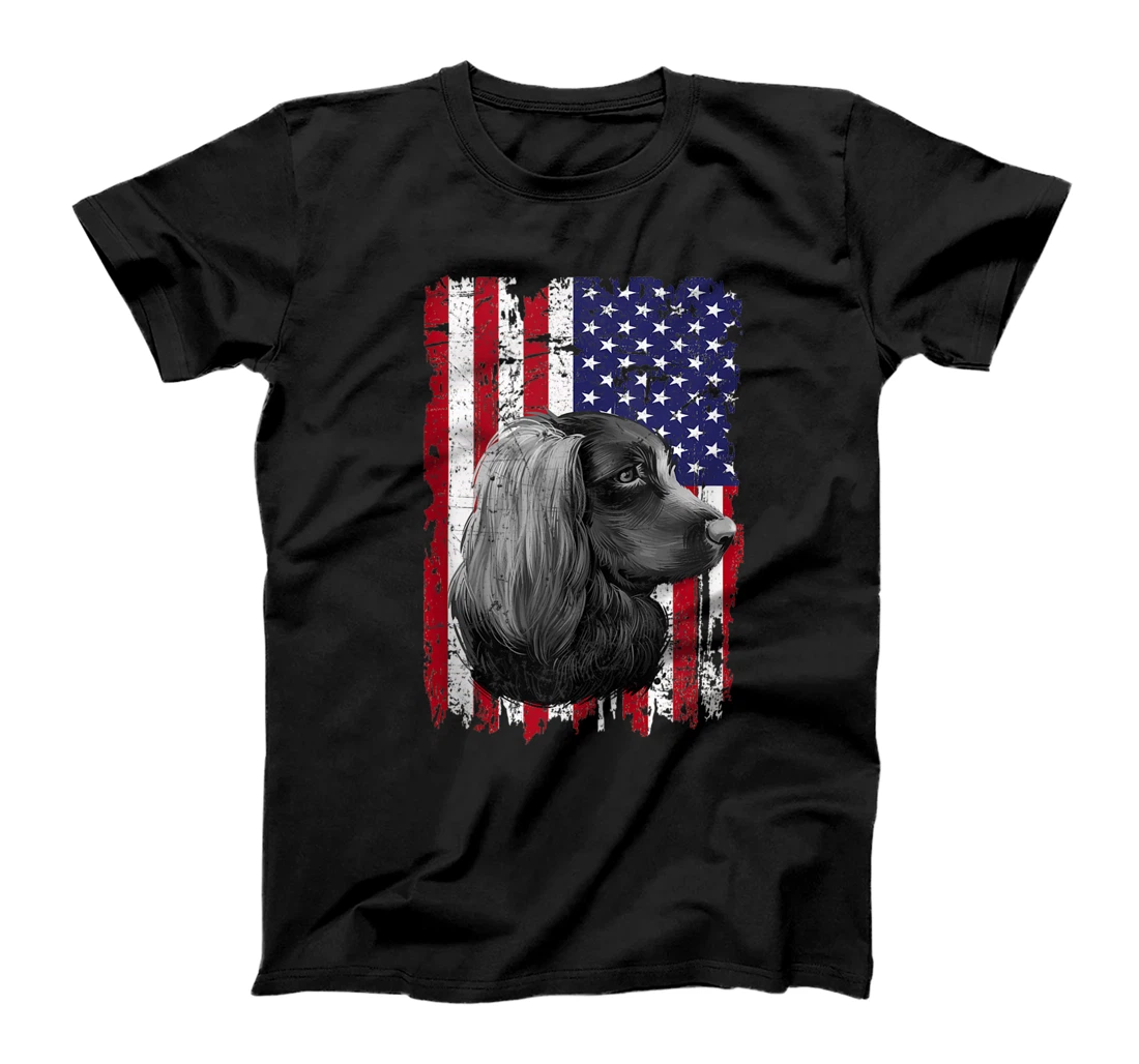 Distress American flag Boykin Spaniel Dog 4th of July USA T-Shirt, Women T-Shirt